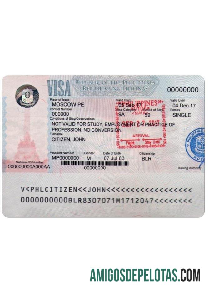 Visto para FILIPINAS exemplo